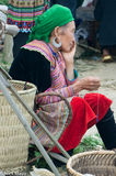 Flowery Hmong Woman Resting