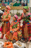 Three Flowery Hmong Women At Market