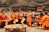 Wedding Group Dressed In Orange