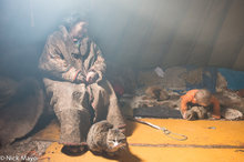 Grandma With Cat In The Chum