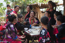Red Hmong Women At Wedding