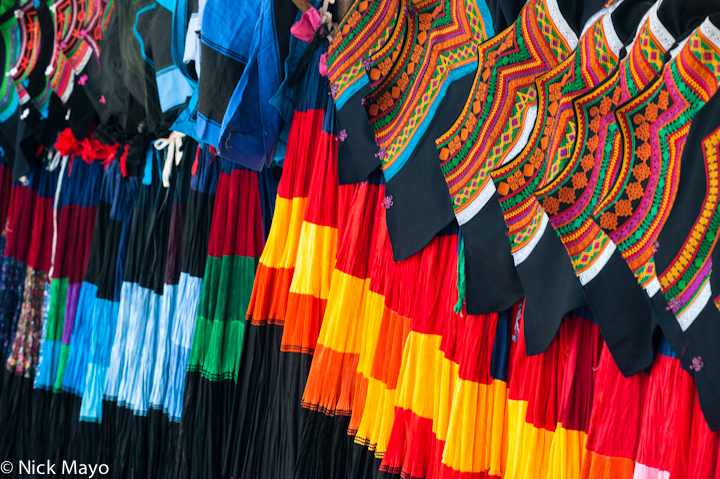 Traditional Yi skirts on sale at Niuniuba market in Daliangshan.