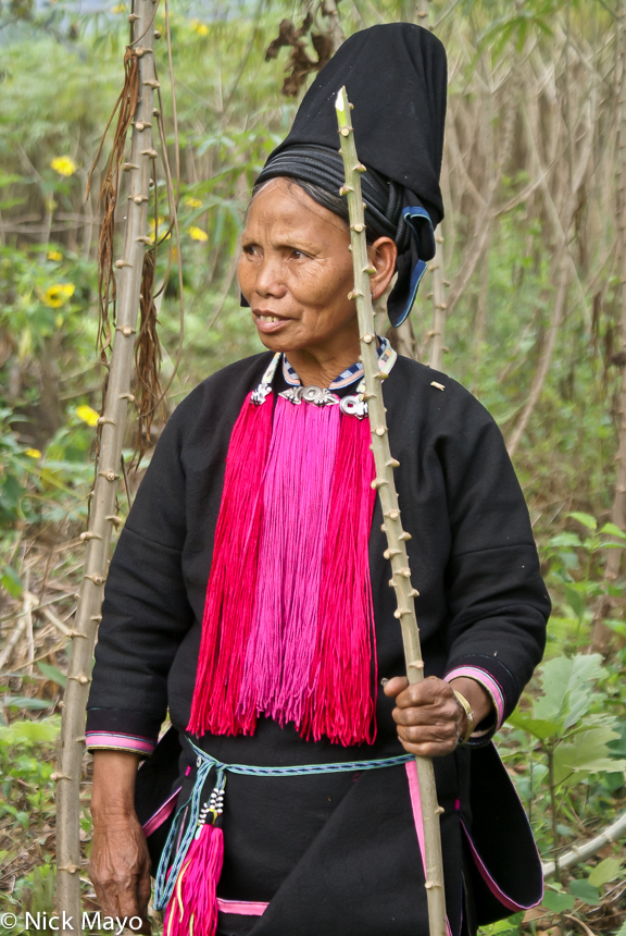 A traditionally dressed Pin Toh Yao woman observing a dujie at the village of Gung Jie Po.