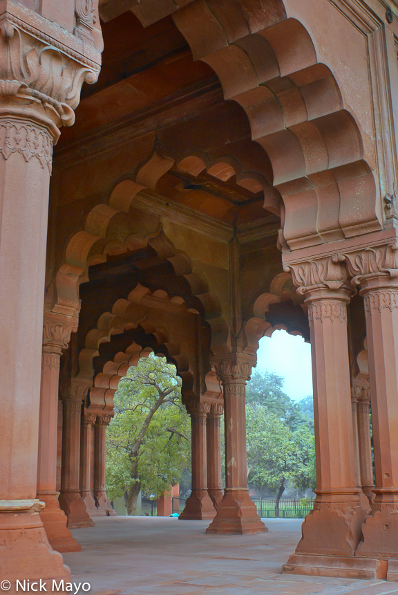 A concourse of arches at the Red Fort in Old Delhi.