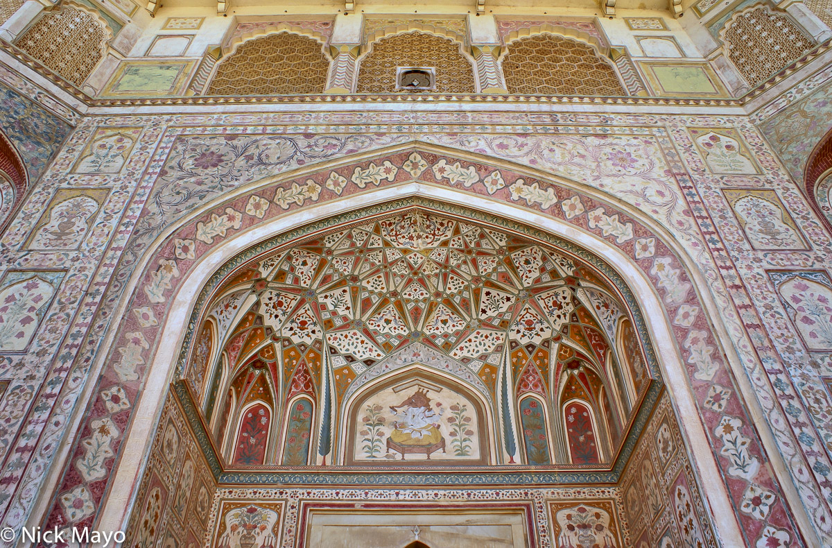 A magnificent inlaid doorway at the City Palace in Jaipur.