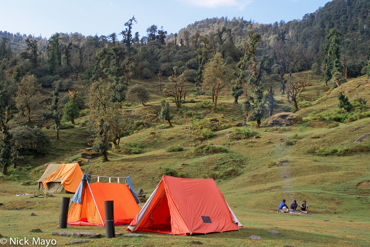 A camp site in the Saryu valley on the Nanda Devi trekking route.