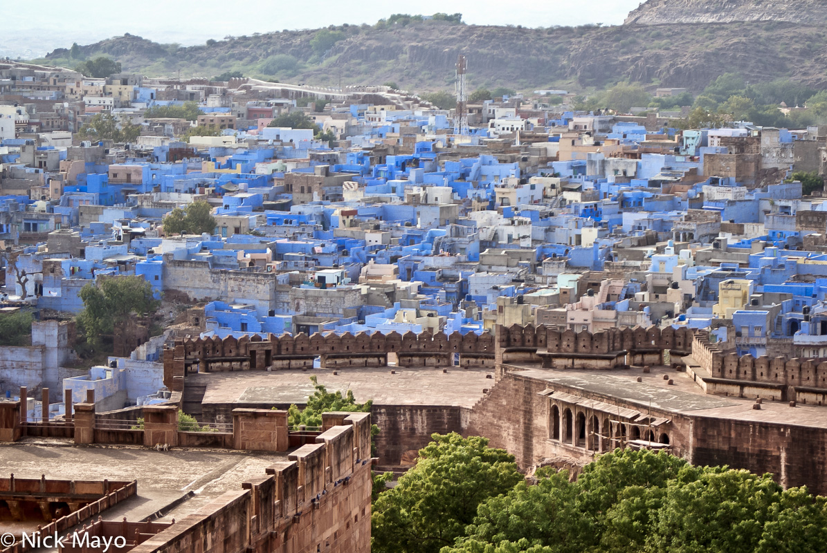 The "Blue City" of Jodphur seen from behind the fort walls.