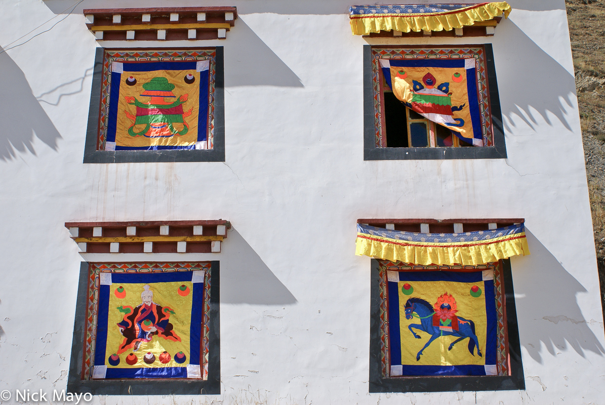 Windows at the Sershul monastery rest house.