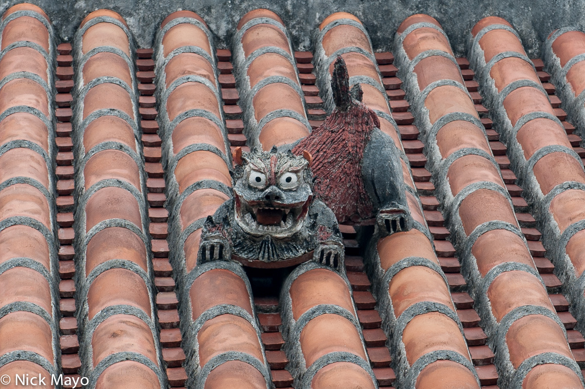 A traditional roof top decoration on the island of Tonaki.