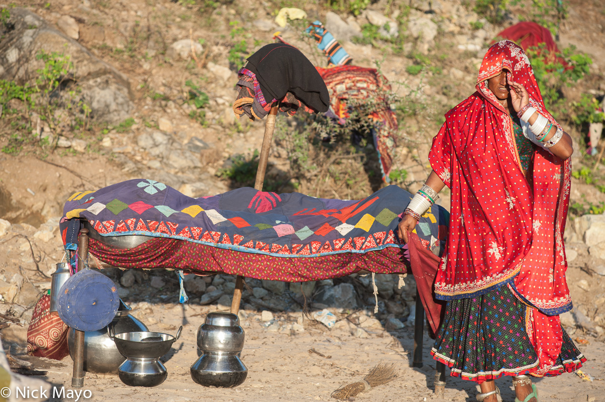 A Rabari woman at a campsite near Ambaji.