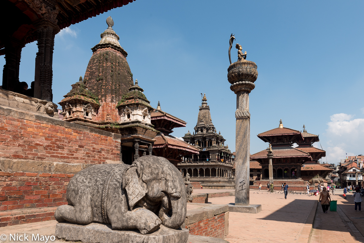 A view of Patan Durbar Square in Kathmandu and its temples.
