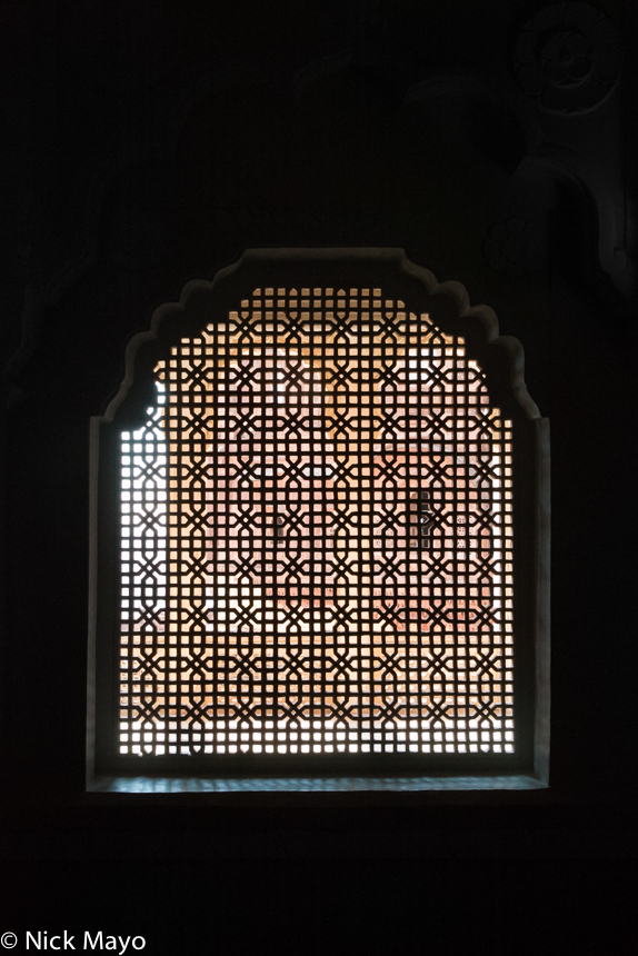 A latticed window in the Mehrangarh Fort in Jodhpur.