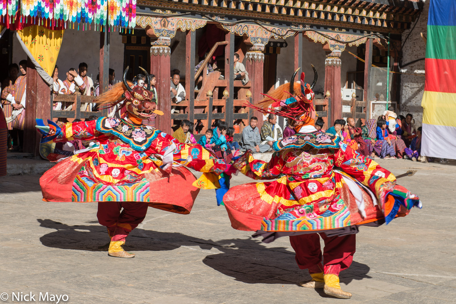 Masked monks dancing at the Trashigang tshechu.