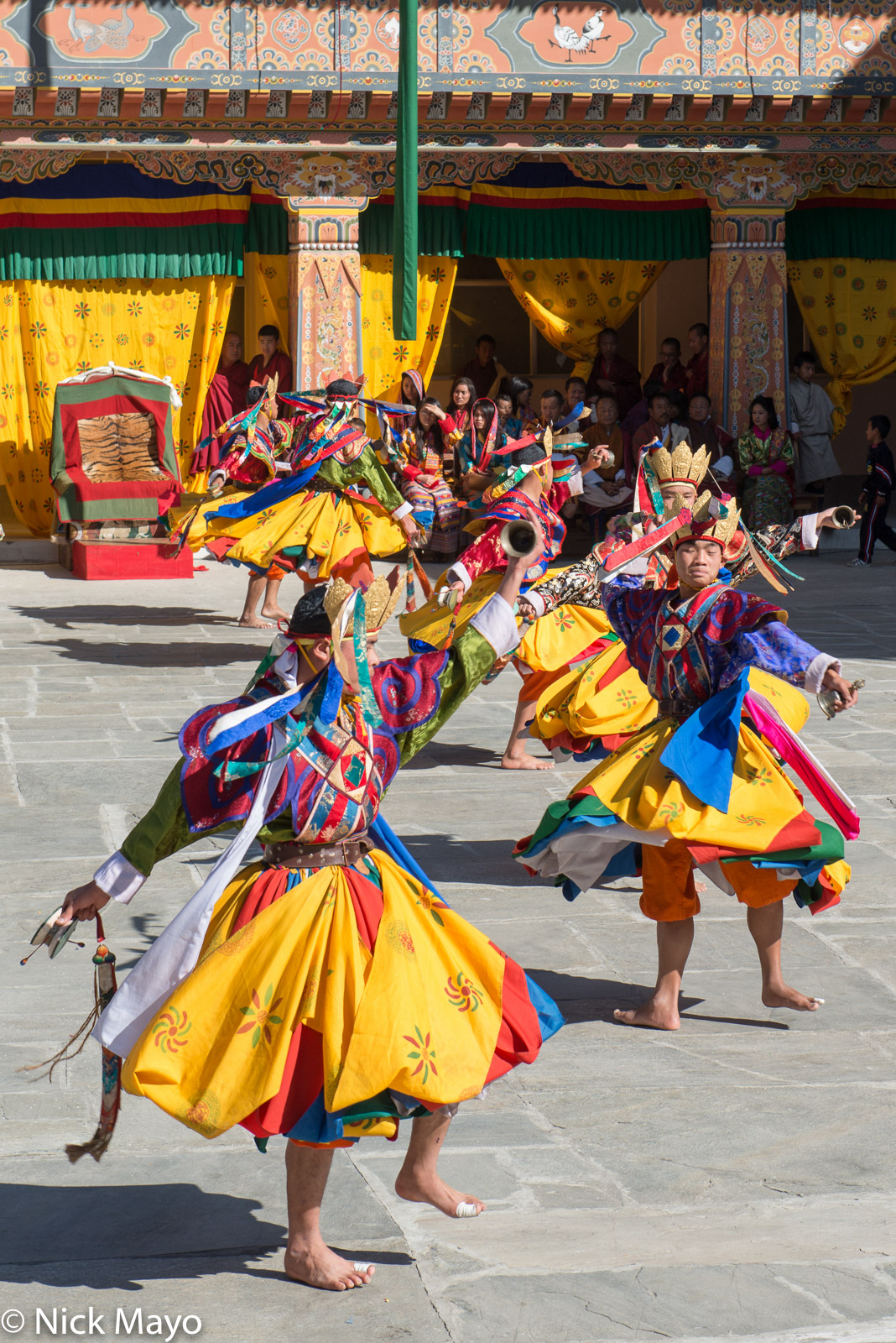 Masked monks dancing during the Mongar tshechu.