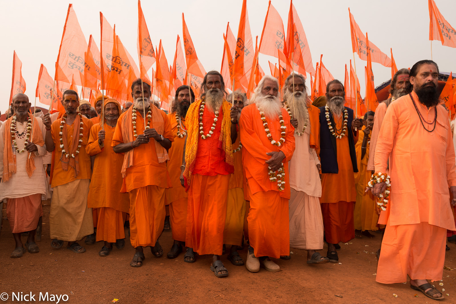 A procession of sadhus at the Shivaratri festival at Rajim.