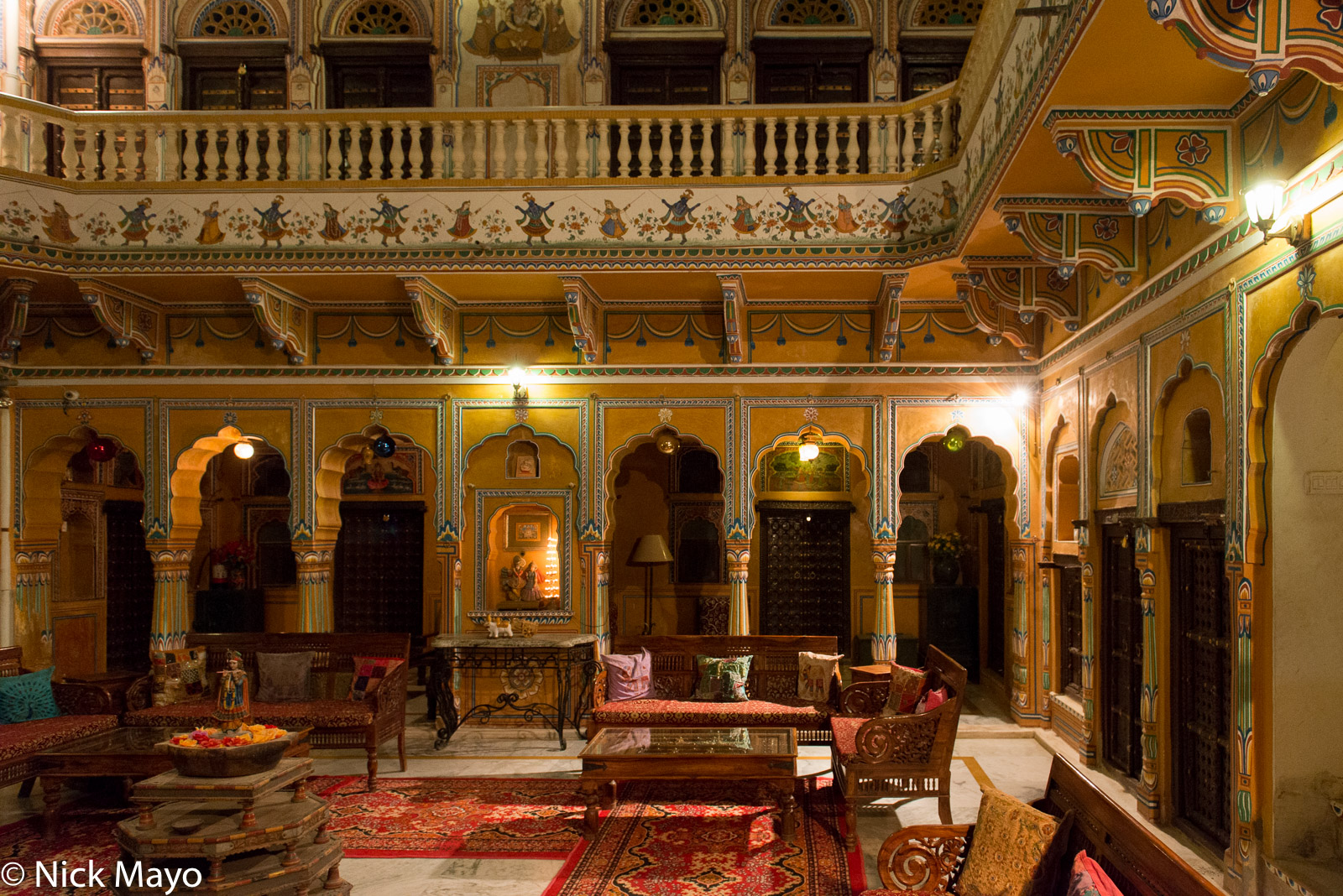 The interior of Radhika Haveli, now a hotel, at Mandawa.