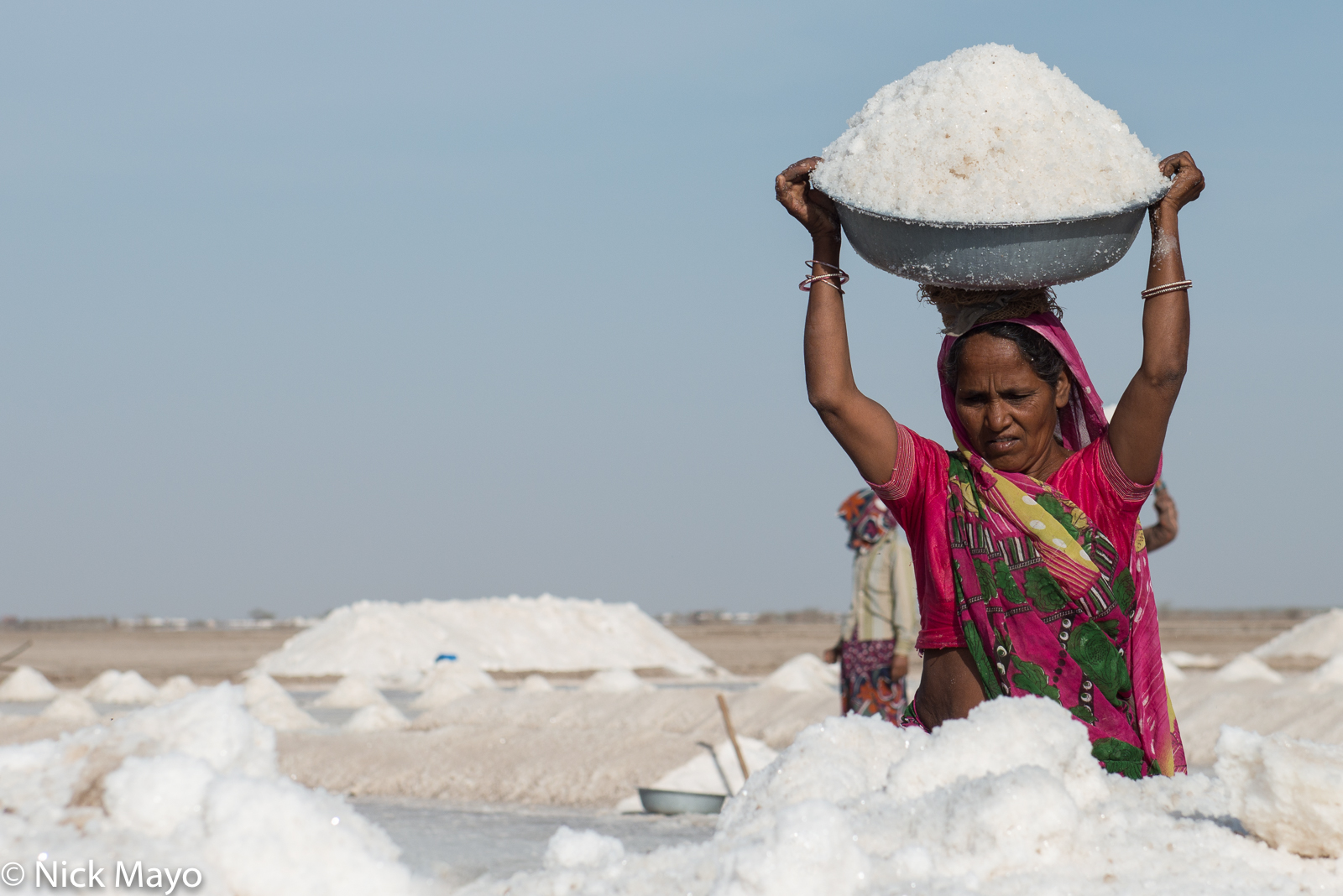 A woman working in the salt field at Agariya in the Little Rann of Kutch.