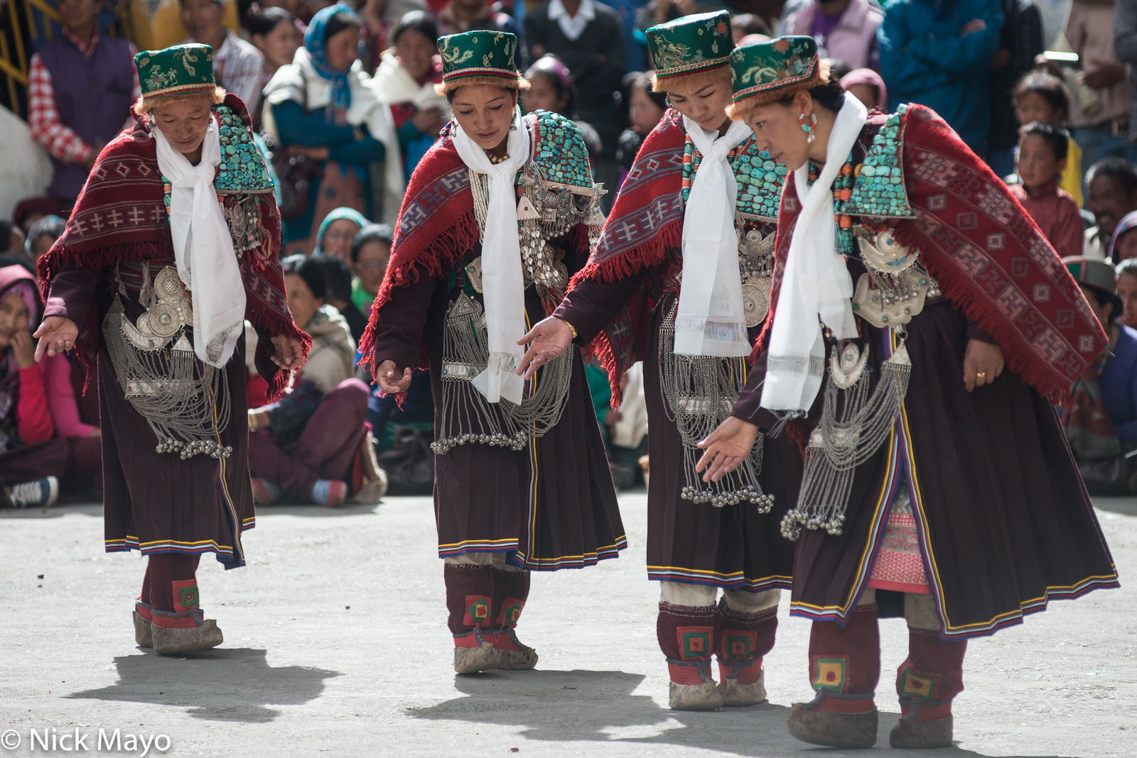 Women from Kibber village dancing at the annual festival at Ki.