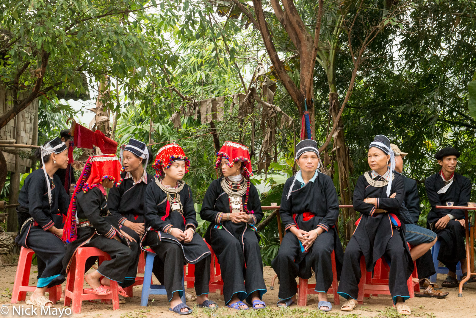 A group of Dao Ao Dai women at a wedding at Nam Dich.