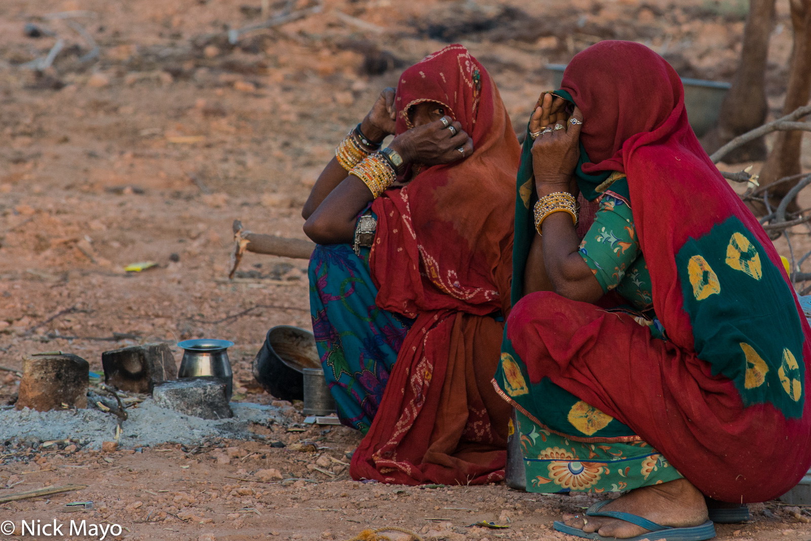 Merasi woman wearing traditional bangles and rings at the Nagaur cattle fair.