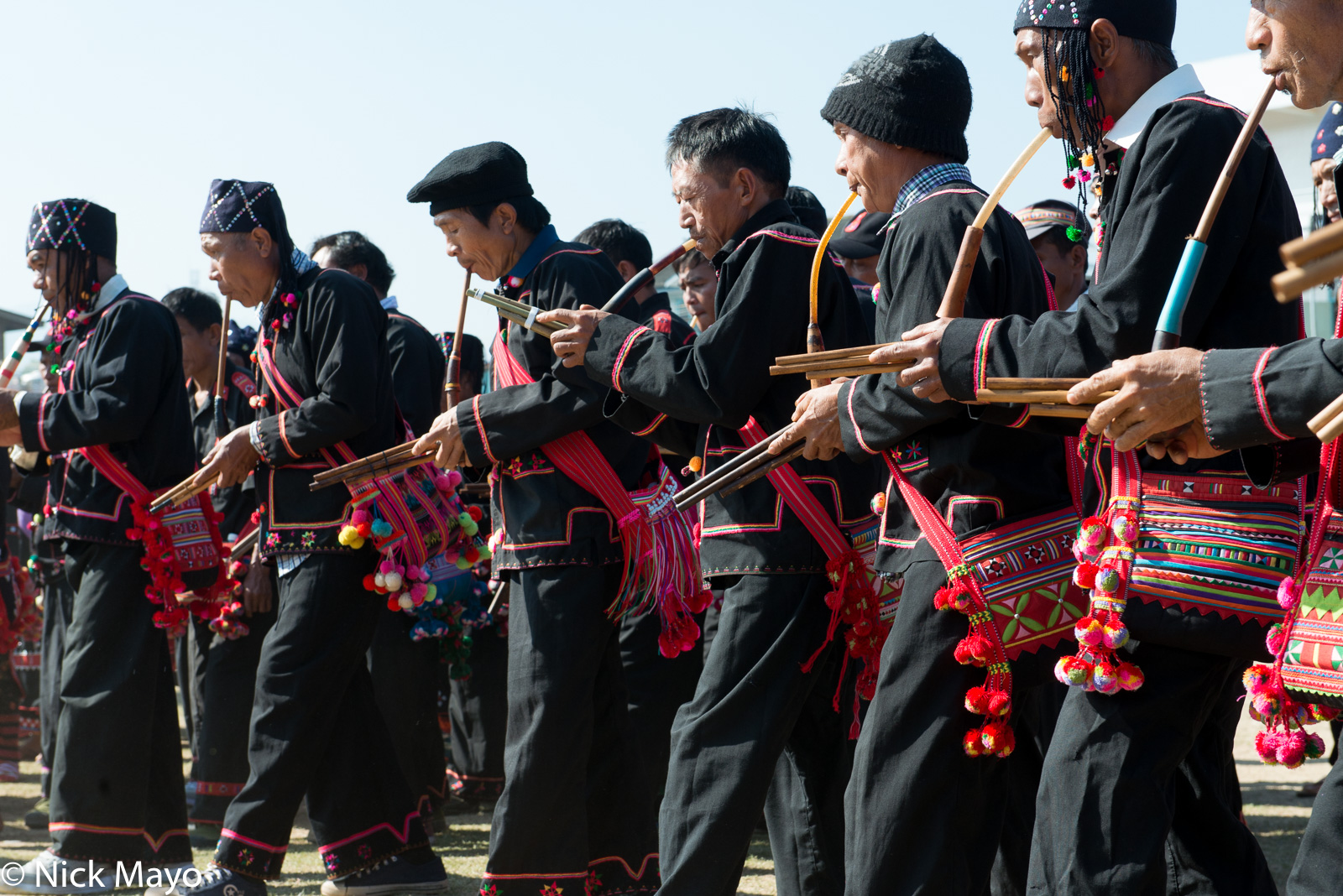 Pipers at a Lahu New Year festival in Kengtung.