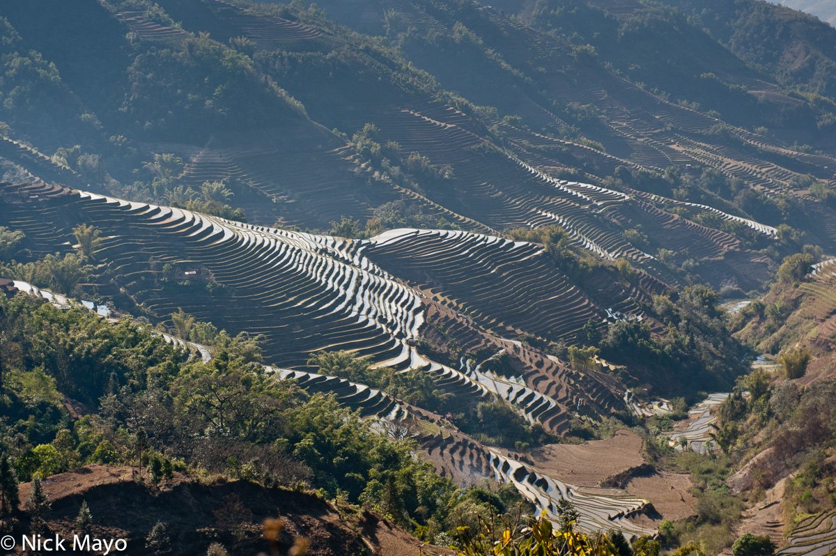 A terraced valley outside of Pinghe.