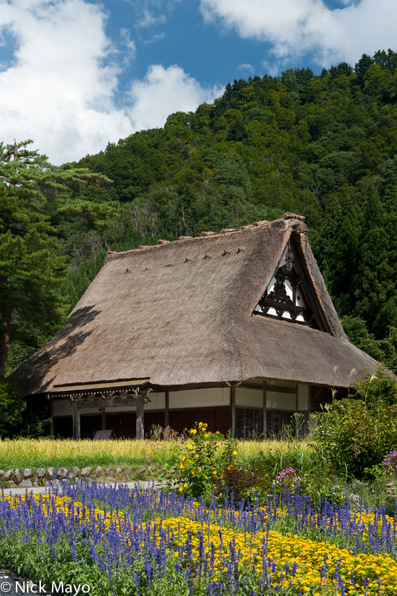 A thatched roof gassho house in Shirakawa.