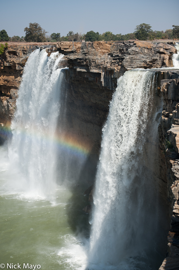 The rainbow created by the falls at Chitrakut.