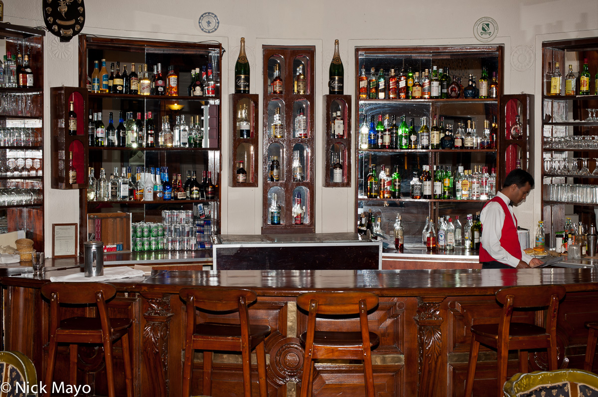 The colonial era bar at the Hotel Suisse in Kandy.