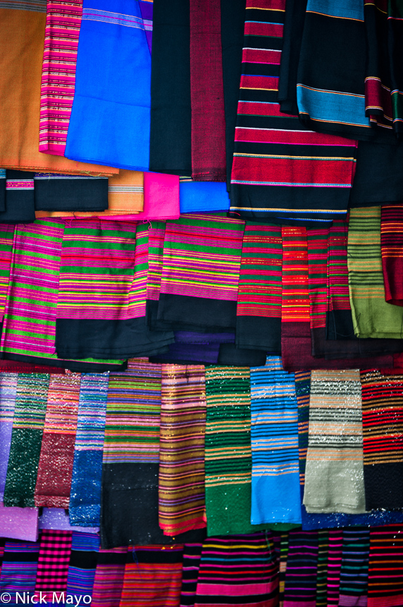 Cloth for sale in Kengtung market.