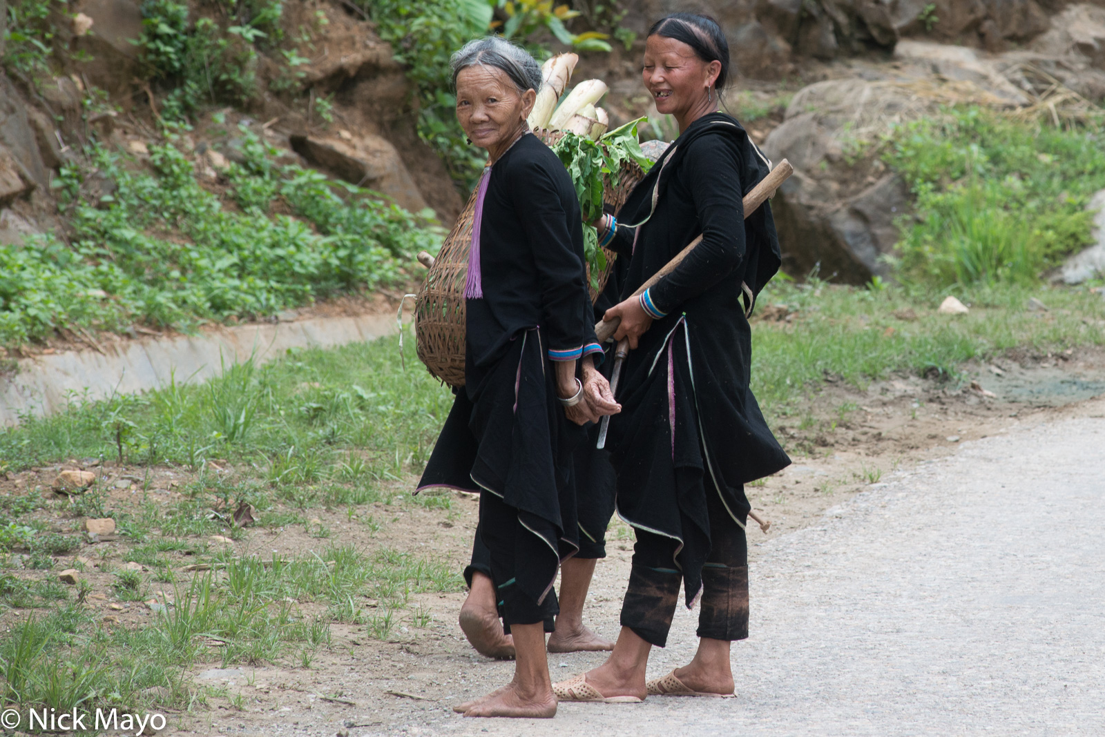 Traditionally dressed Lantien Dao women in the Nam Ma valley.