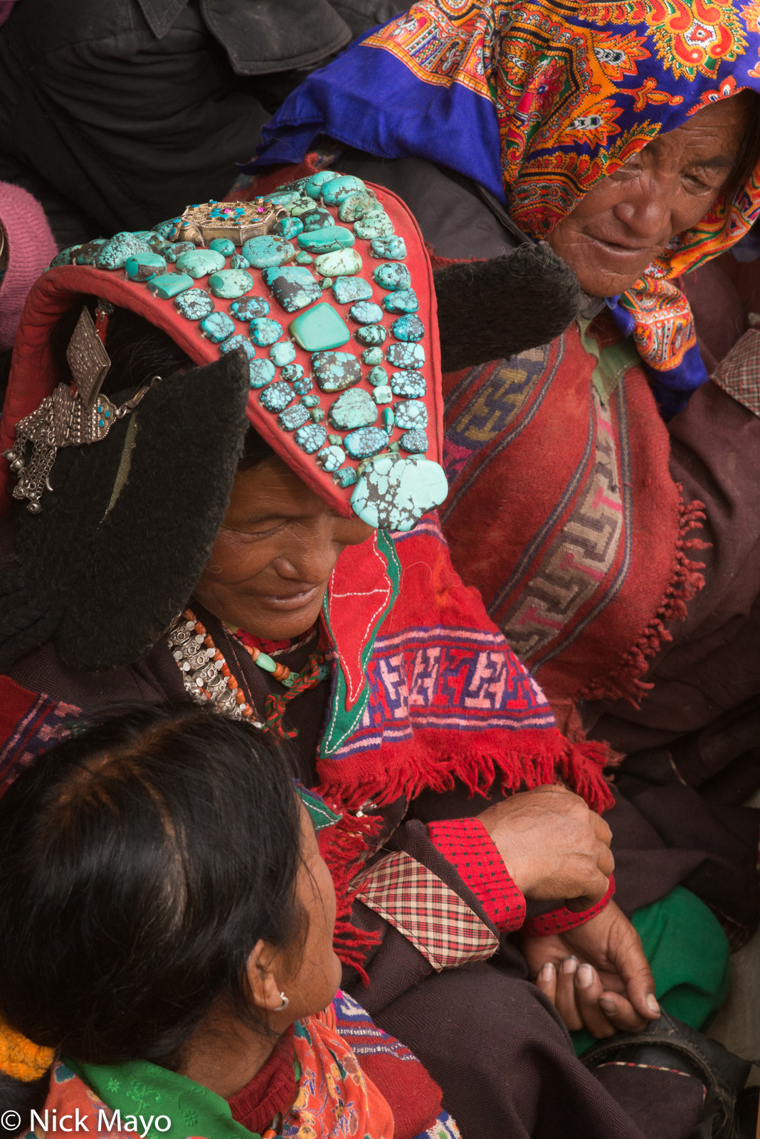 Changpa woman, one wearing a perak headdress, at the annual Korzok Gustor.