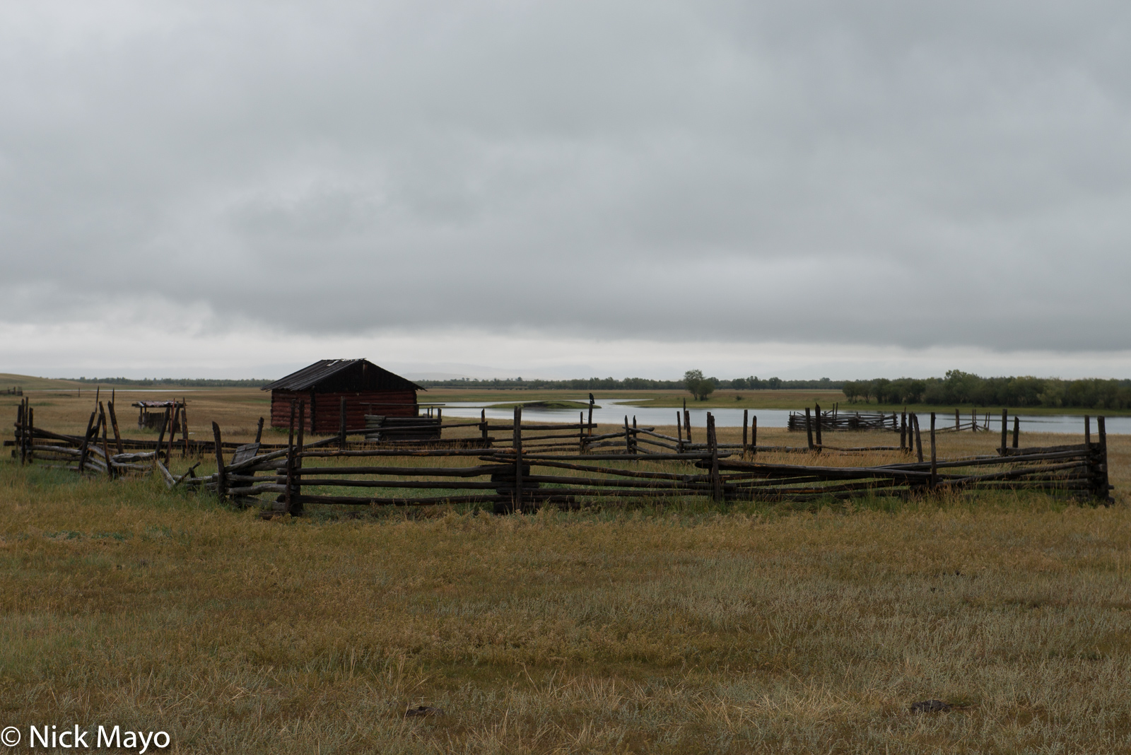 A herder's winter house and animal pen in Renchinlkhumbe sum.