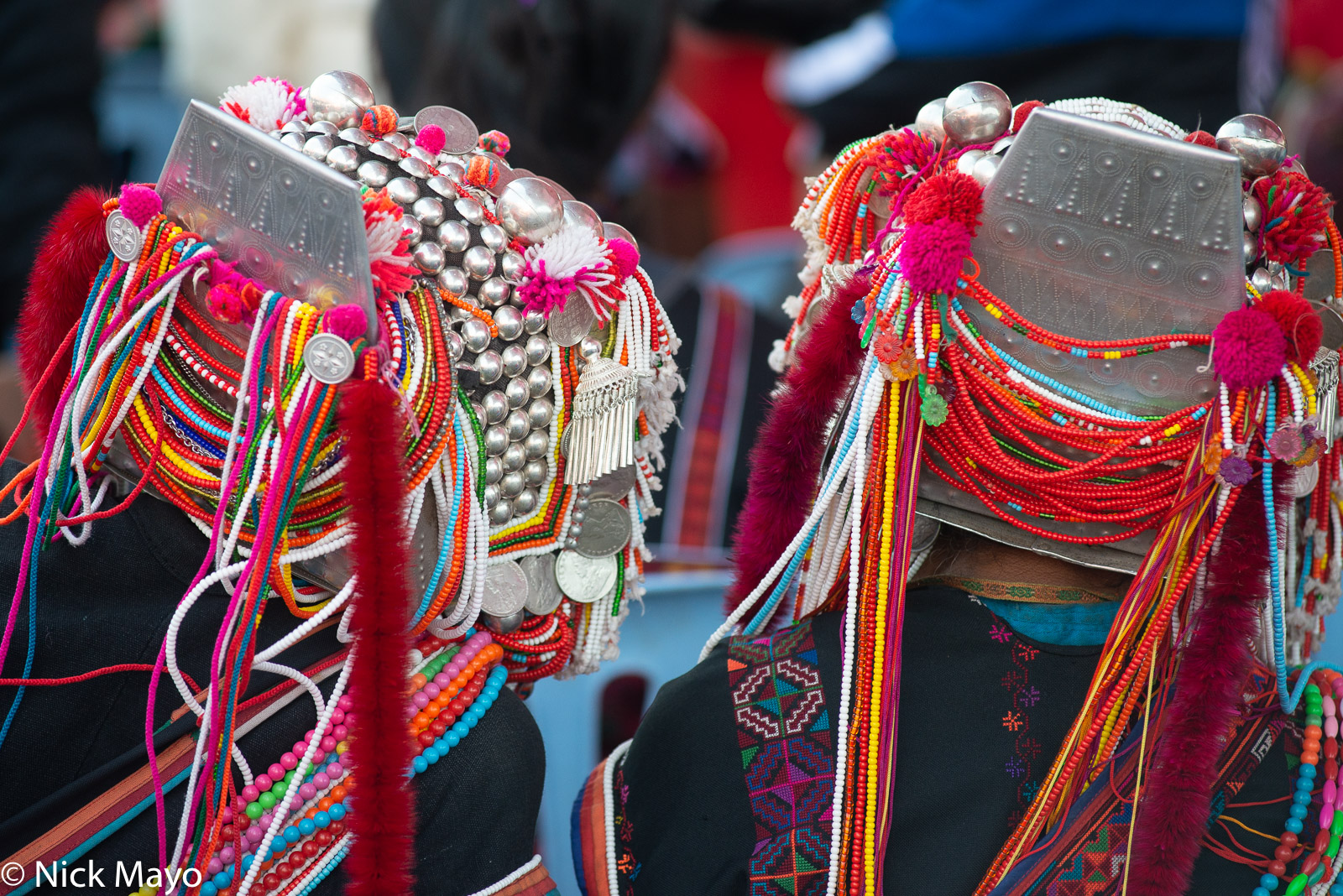 Loimi Akha (Hani) headdresses worn at a festival in Kengtung.