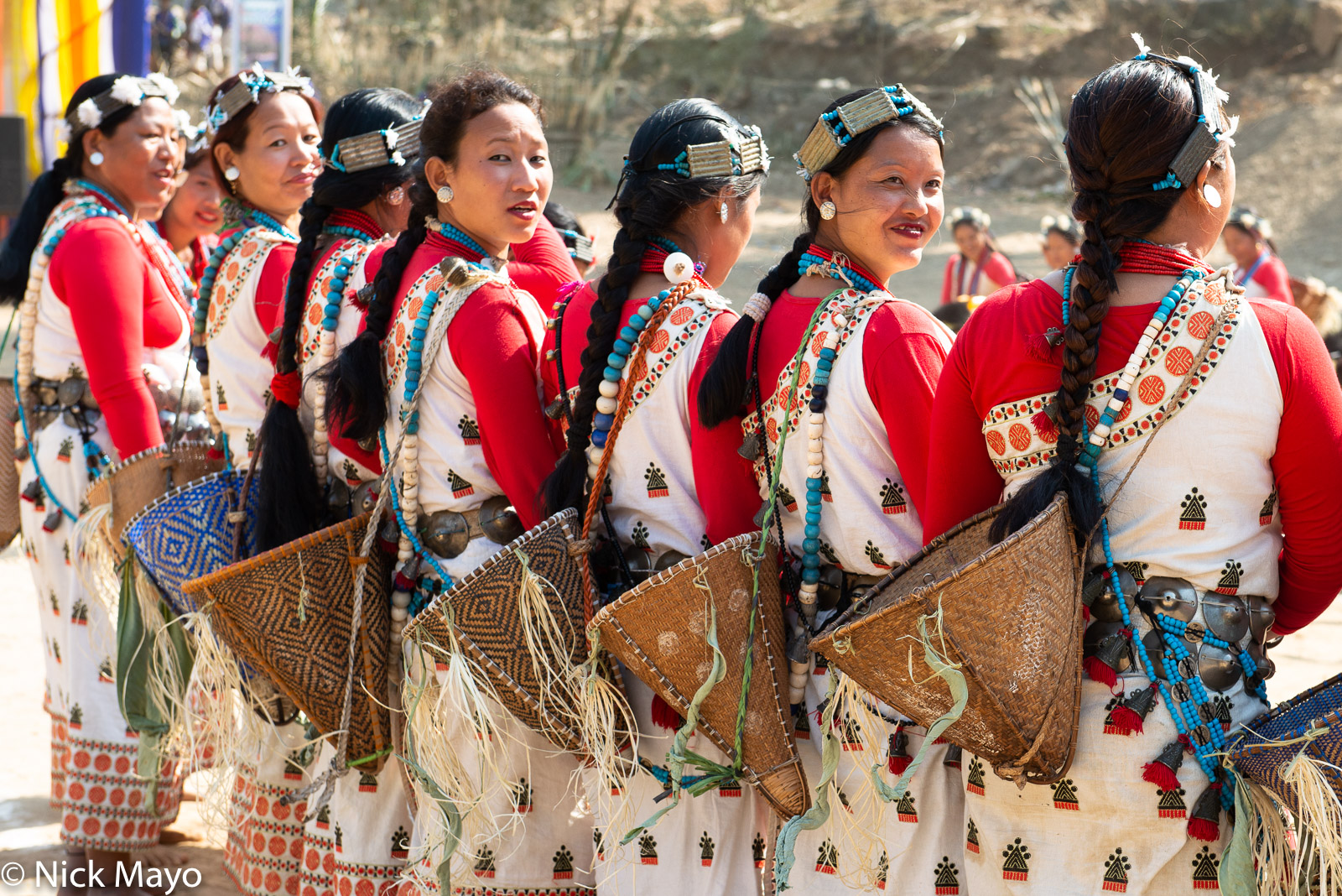 A welcome line of Nyishi women dressed in their best attire at the Boori Boot festival at Tamen.