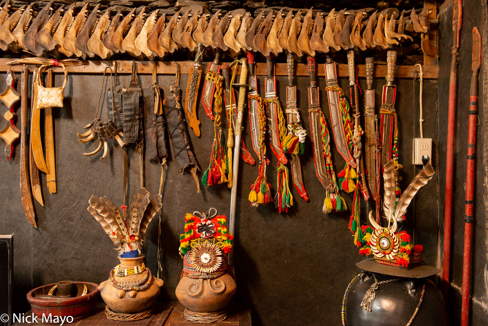 The interior wall of a traditional Rukai house in Shenshan village in Pingtung County.