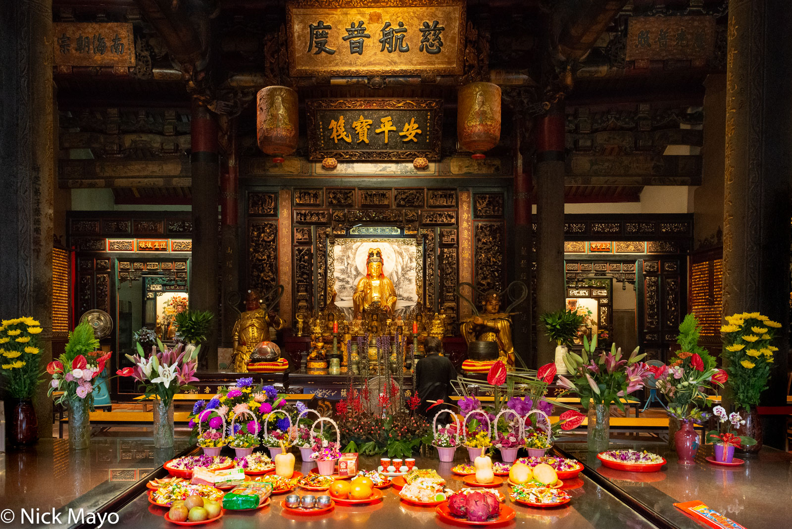 Offerings at the Tamsui Longshan temple built in 1858.