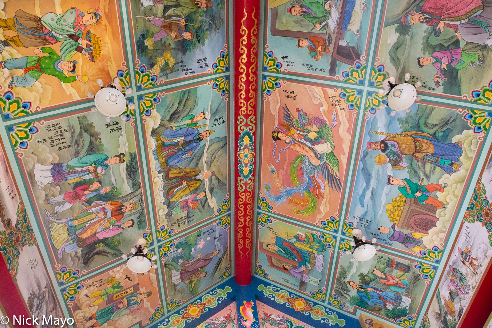 Ceiling paintings at the Shizhou temple in Nanzhou, Pingtung County.