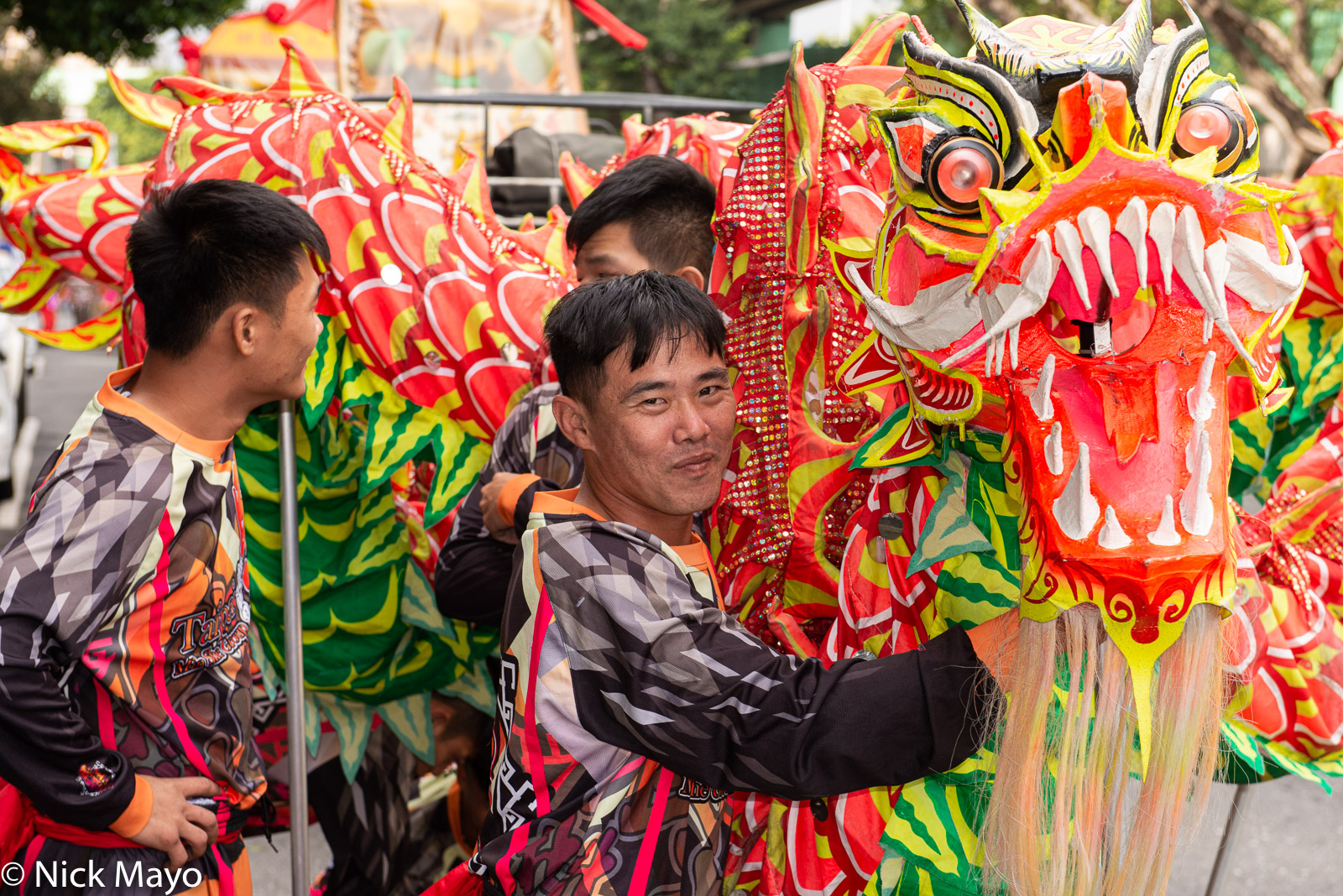 A dragon in a temple procession in Taipei.