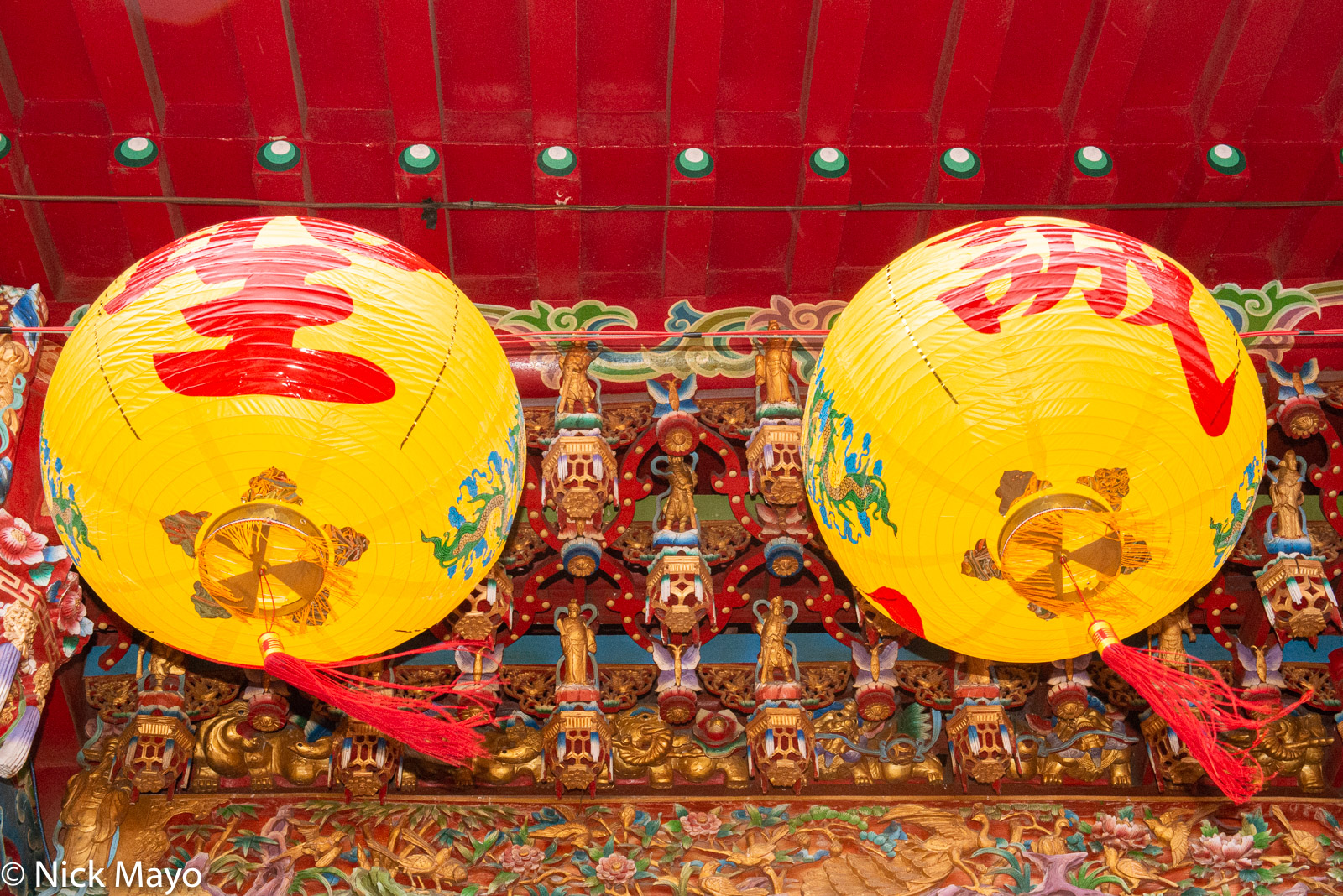 Lanterns hung at a temple celebration in Luzhu in Taoyuan County.