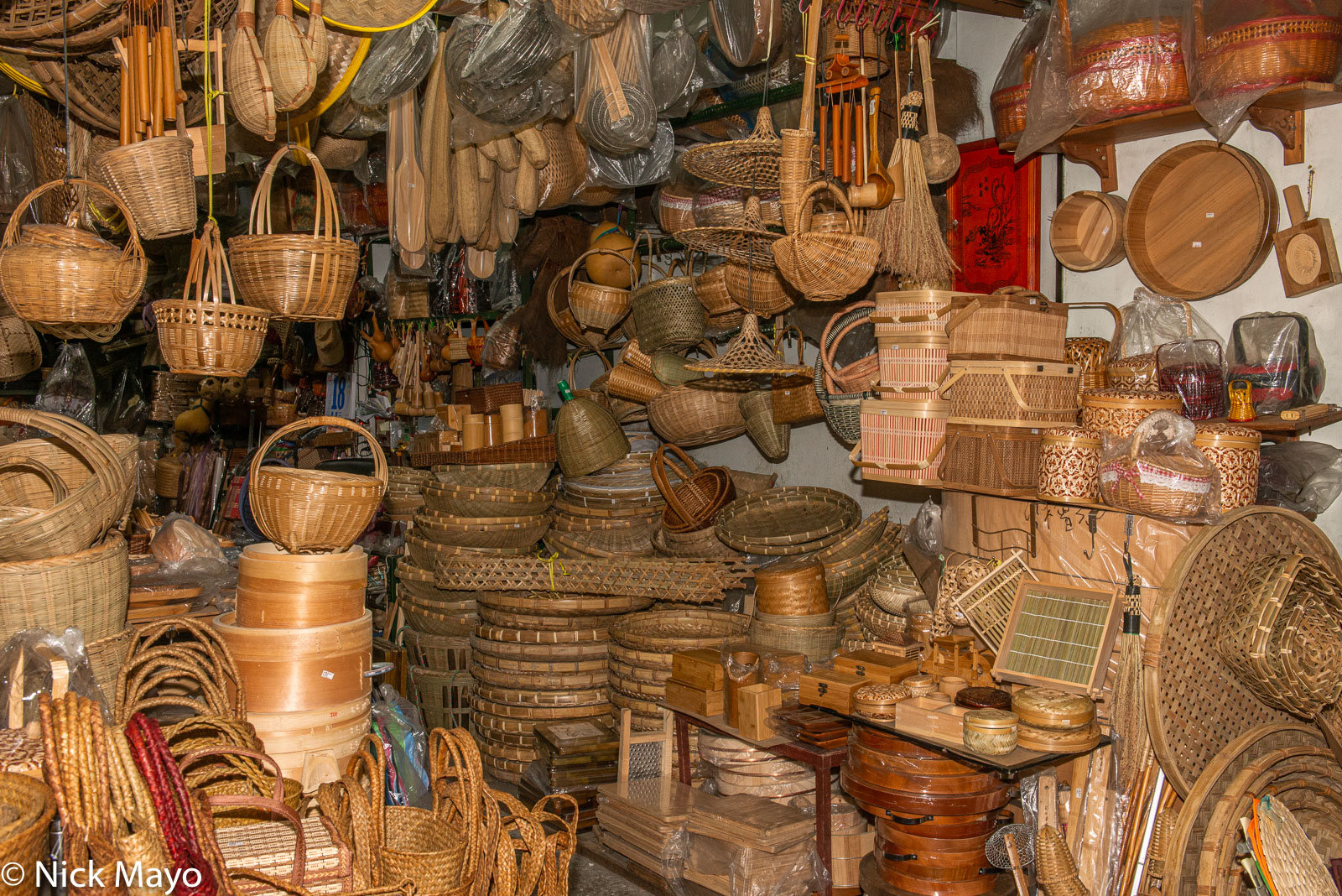 A shop of traditional wooden goods in Dihua Jie, Taipei.