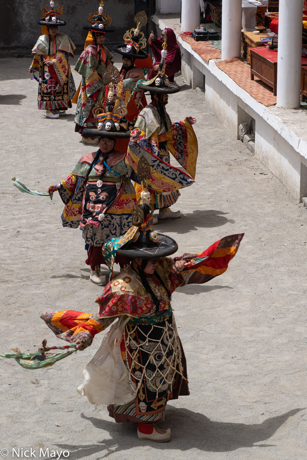 Black hatted monks performing a cham dance at the Phyang Tserup.