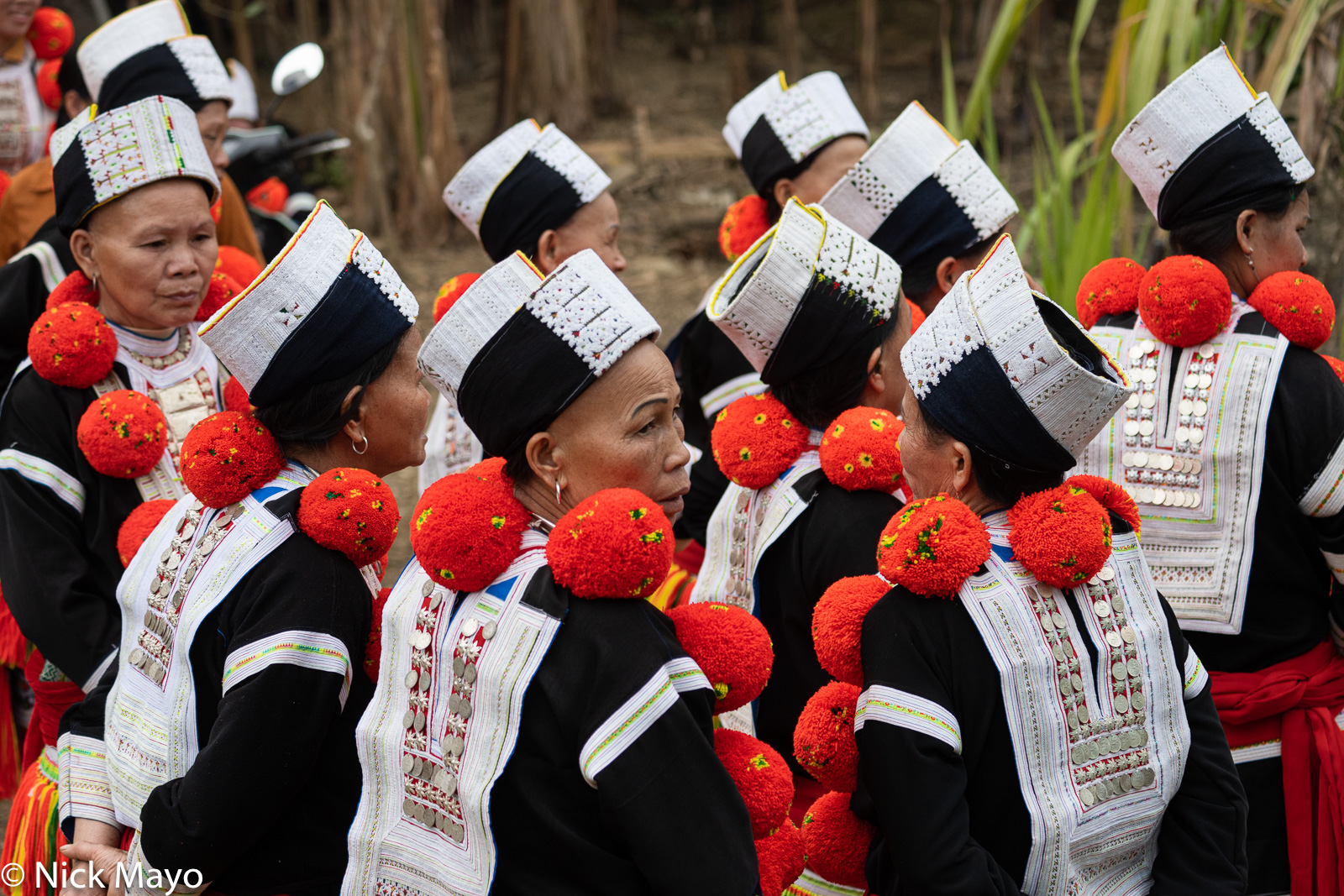 Beautifully attired Dao (Yao) women at a wedding in Phieng Ngam.