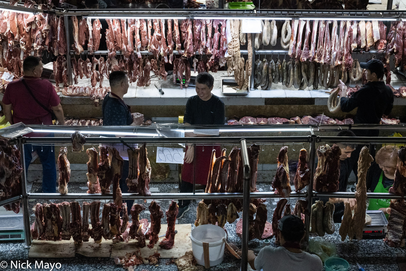The meat section in the Alamedim market in Bishkek.